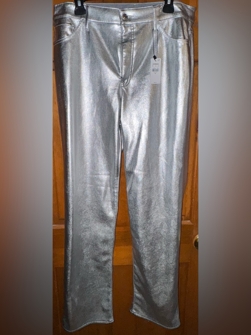 Express Metallic Silver Wide Leg Pants
